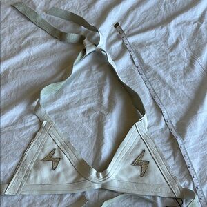White Leather Triangle Bra Katherine Story NWOT XL